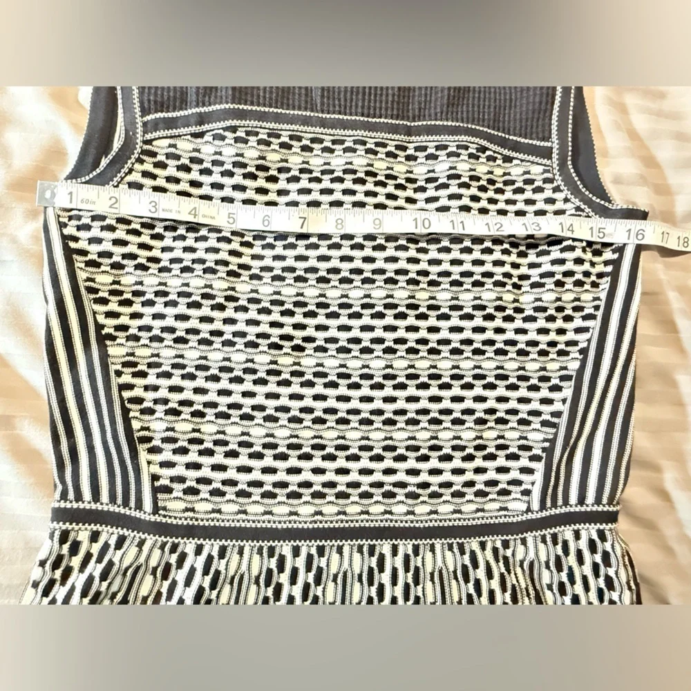 Tory Burch Black and White Geometric Midi Dress Size S
